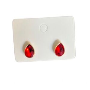Gold Red Teardrop Earrings